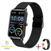 2022 스포츠 스마트 워치 1.57 인치 전체 터치 피트 트래커 IP68 방수 Smartwatch 화웨이 샤오미 전화, Mesh belt 블랙