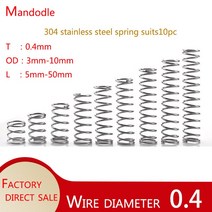 태엽스프링 토션 인장 스프링 10pcs sus304 스테인레스 스틸 압축 와이어 직경 0 4mm 리턴 소형 나선형 리조트 5mm 10mm 20mm 30, 0.4mm