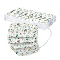 성인용 마스크 플라워 프린트 일회용 크리스마스 마스크 3 겹 귀걸이 페이스 마스크 10 개, C-10PCS