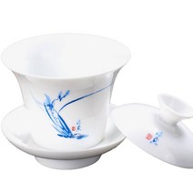 매끼니 도자기 다기 찻잔 찾잔 뚜껑 백자 받침대 세트 120ML orchid주방