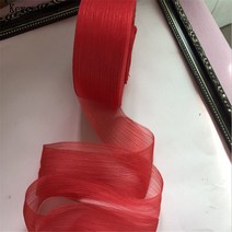 Kewgarden 도매 DIY 보우 액세서리 Riband 6CM 60mm 스트라이프 주름 Tulle 리본 수제 테이프 Voile 리본 50 야드, 빨간색