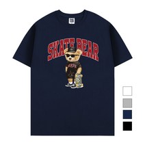 더팀 스케이트베어 남여공용 빅사이즈 S~4XL 20수 반팔 프린트 티셔츠 (4컬러)