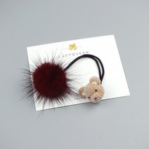 [큐빅볼머리끈] 동물 밍크볼 방울머리끈 8color 유아 여아머리끈
