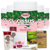 Inno Health Cissus 100% 20:1 Extract Powder 이노헬스 시서스 시써스 100% 20:1 추출물 파우더 300g 5통, 치약 + 콜라겐 크림