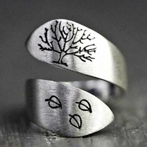 갈렙등반 스텐 나무 문양 반지 실버 오픈 핸드 스트랩 링