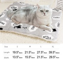펫러그 강아지 고양이 러그겨울용 따뜻한 개 고양이 매트 패션 격자 무늬 두꺼운 침대 소형견/중형견/대형, 04 071 Grey_03 L