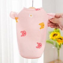 애완동물 옷 장난감 귀여운 토끼 프린트 애완 동물 조끼 요크셔 플레어 소매 의류 여름 얇은 섹션 편안한 개 핑크 강아지 티셔츠, Pink+XS