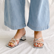 [최저가]사각코 심플한 얇은 선 구두 슬리퍼 5cm