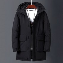 년 남성 화이트 덕 후드 롱 다운 재킷 가을 캐주얼 탑 파카 블랙 푹신한 코트 베이지 옐로우