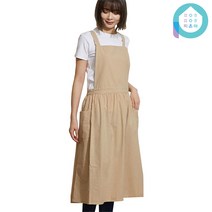 픽온해 빅사이즈 프로방스 마농 프릴 원피스 포켓 린넨 코튼 방수 앞치마, 밀보리베이지, (Large)방수, 1개