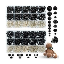 아미구루미를 위한 800PCS 안전 눈과 코 크기 차트가 있는 2박스 크로셰 눈 코바늘 박제 동물을 와셔가 검은색 플라스틱 공예 인형 장난감 및 테디 베어 다양한