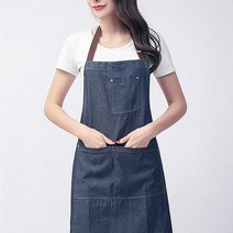 내추럴 데님 앞치마 / 유치원 카페 헤어샵 네일 공방, 지제이 블랙