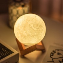 달 모양 원형 구 조명 무드등 수면등 리모컨포함, 화이트