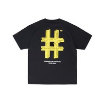 [빠른출고]/BEENTRILL 뉴 테이핑 해시태그 오버핏 반팔 티셔츠(블랙)