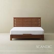 [스칸딕] 번드 프리미엄 순수 원목 통깔판 평상형 퀸(Q) 침대프레임_매트리스 별도 구매, 딥내츄럴
