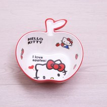 헬로키티 캐릭터 멜라민 친환경 접시 어린이 예쁜 그릇 과일 케익 미니 접시 아동 식기 세트, L