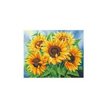 JISAN 보석십자수 캔버스형 40 x 30 cm DIY 세트 큐빅, 만개한 해바라기