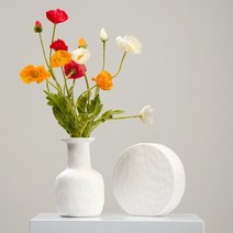 세라믹 화병 오브제 유리 인테리어 꽃병 멜리데코 도자기 꽃, 샌드_베이지