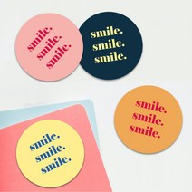 인스타 스마일 인스타감성 러블리 레터링 원형스티커 패키지 데코 다꾸 라벨 심플 파스텔무드 선물포장, TYPE_04, 무광코팅(1000매)
