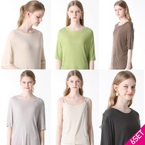 보니알렉스 6SET [홈쇼핑방송/르오트(LeOT)] 제시 텐셀100프로 티블라우스5종(+슬립나시) 6종세트-사이즈 55~99다양