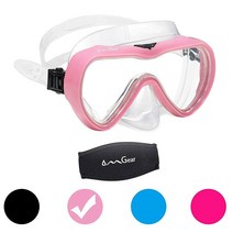 OMGear 다이빙 마스크 스노클 스쿠버 고글 성인 수영 코 네오프렌 스트랩 패드 스노클링 프리다이빙 수영용 [미국 직배송], Pink