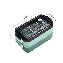 2layers Split Lunch Box Bento Box for School Kids Office Worker Car Microwae Heating Lunch Container, 규격 없음, 녹색.