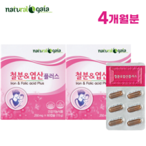 가이아 임산부 철분제 60캡슐 헴철 엽산 생리철분제 산모 임신 초기 준비 영양제 청소년 중학생 철분제, 2박스