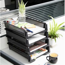 사무실 회사 A4 용지 서류 가로 정리함 1단 이면지함 문서박스 도면보관, 가로 블랙