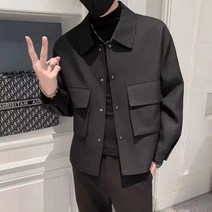 격자 무늬 모직 코트 남자의 짧은 가을과 겨울 두꺼운 모직 코트 재킷