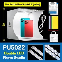 PULUZ-미니 사진 스튜디오 조명 박스 접이식 링 LED 촬영 텐트 키트 6 색 배경 소프트 키트사진을 위한 가벼운 상자 조정가능한 광도 휴대용 총격사건 천막, CHINA_20cm Dual LED