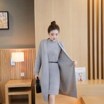 여성 가디건 나시 원피스 세트 롱 빅사이즈