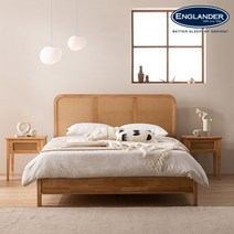 잉글랜더 발리 라탄 고무나무 원목 침대(Sweet Slumber 포켓 매트-K), 프레임(내츄럴원목)+매트(GR)