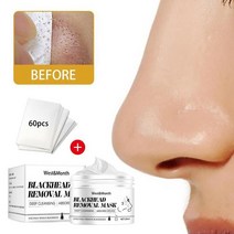 LANBENA 블랙 헤드 리무버 코 페이스 마스크 수축 모공 스트립 찢어짐 닷 필링 여드름 딥 클렌징 스킨 케어, 한개옵션1, 01 30g with 60 pcs
