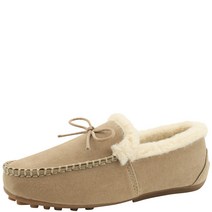 양털 리본 모카신 겨울 퍼 로퍼 베이지
