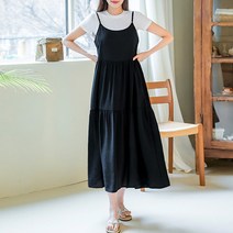 클로이 뷔스티에 원피스 5color / 빅사이즈 / 인견 레이온 안개꽃 무지 롱 캉캉 / 레이어드