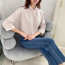 수키 웨이브라인블록원단 가오리소매 셔츠 1106307