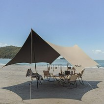 실타프 대형 경량 헥사 백패킹 캠핑 렉타 차박 오토캠핑 타프 그늘막 미니멀, 베이지 스몰