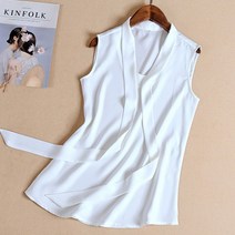 데일로엔 여성 타이넥 민소매 블라우스