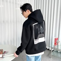 붐스타일 레옹 프린팅 네오프렌 후드티