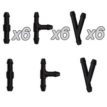 18pcs 자동차 와이퍼 스프레이 파이프 조인트 T Y I 타입 앞 유리 와셔 노즐 청소 워터 호스 튜브 공동 액세서리, 01 18pcs