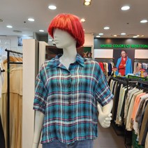 베네통 반팔체크블라우스(BABLB2331)