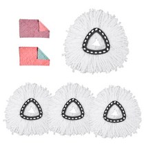 Vileda Mop 삼각 회전 교체 헤드 리필 마이크로 화이버 스핀 걸레 360 바닥 양육권, [05] 4pcs with 2pcs rags