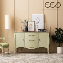 [이드가구] 프렌치 빈티지 엔틱가구 그린 엔틱 주방가구 수납장 R1833, 단품