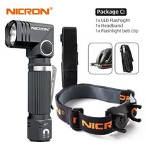초강광led손전등 야외용고휘도손전등 연기투시랜턴 nicron led 손전등 핸즈프리, 패키지 C, 협력사, 검은 색