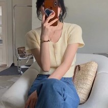 [바보사랑] 여성 봄 여름 데일리 스퀘어 골지 크롭 가디건