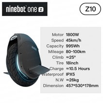 전동스쿠터 전기오토바이 전동킥보드 전기바이크 2022 Ninebot One Z10 전기 외발 자전거 원 휠 셀프 밸런, 01 Z10