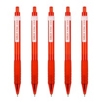 밀룩스 니들 0.7mm 검정심볼펜, 5개입, 빨강색