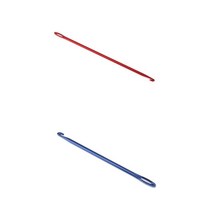 GHSHOP 구멍이있는 2pcs 아프간 크로 셰 뜨개질 후크 뜨개질 바늘 손 뜨개질 도구, 빨강 노랑 랜덤, 금속