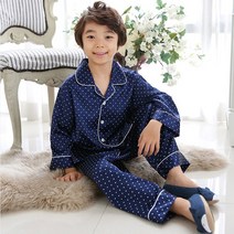 브랜드없음 쁘띠쁘랑 남아동 샤무즈 폴리 실크 잠옷 세트 GC21802