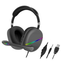ps5헤드셋 어학용헤드셋 게임헤드셋 마이크 볼륨 컨트롤 베이스 서라운드 pc ps4 ps5용 비디오 게임이 있는 귀 헤드폰을 통해 게임용 헤드셋 소음 차단, 검은색